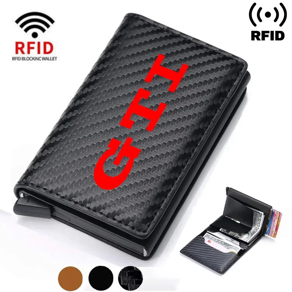 Rfid Credit Card Holder Men Wallets Bank Cardholder Leather Wallets For VOLKSWAGEN VW GTI Logo Badge 2023 2022 2017 2013 2021 20