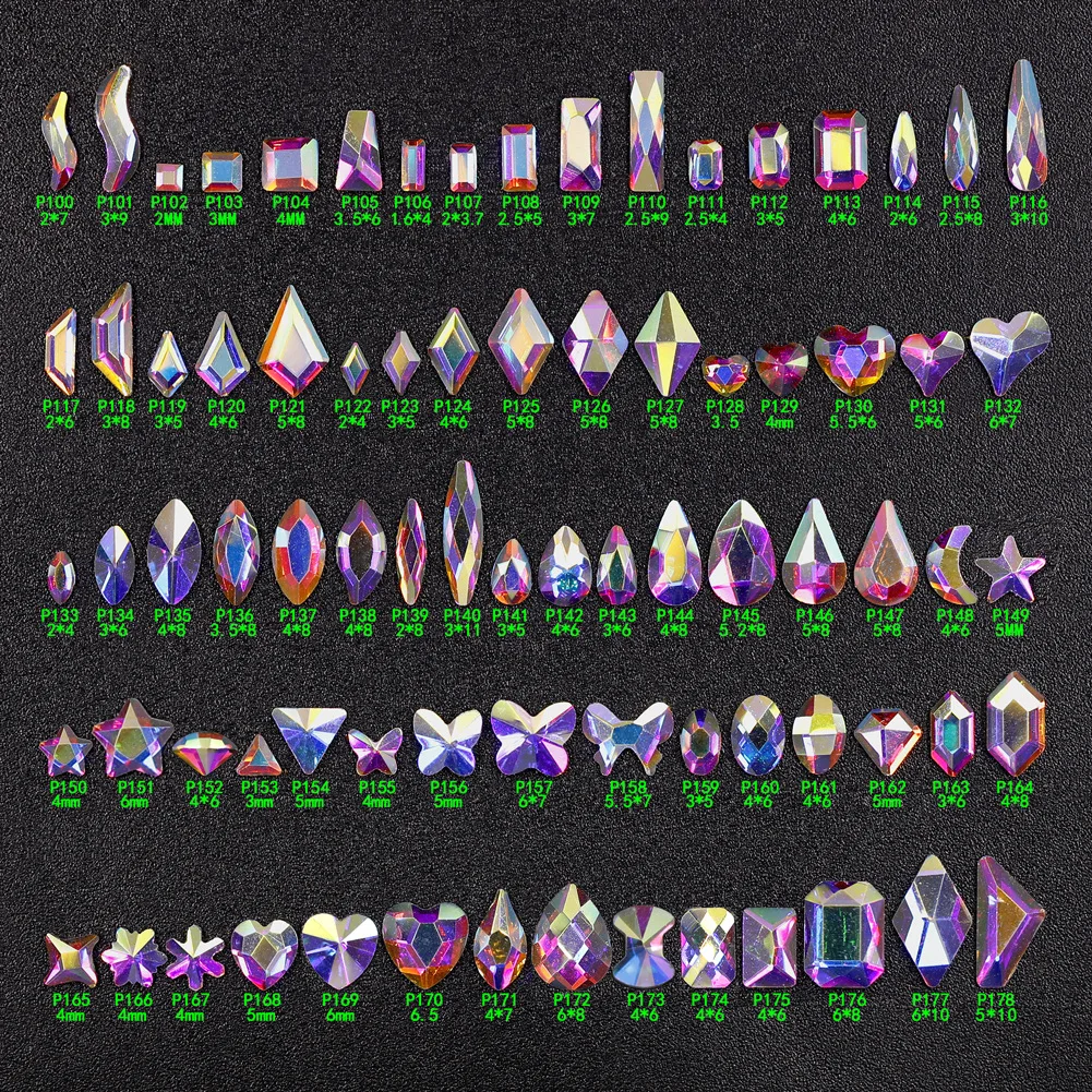 

2023 New Nail Art Accessories Nail Paste Glass Flat Bottom Diamond AB Color Special-shaped Diamond Small Love DIY Rhinestone