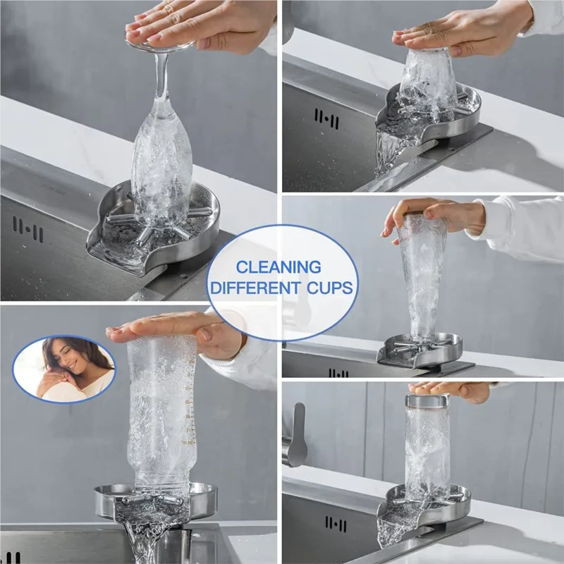 High Pressure Glass Cup Bottle Washer Cleaner For Beer Bar Glass Rinser Stainless Steel Glass Rinser Kitchen Sink Accessories