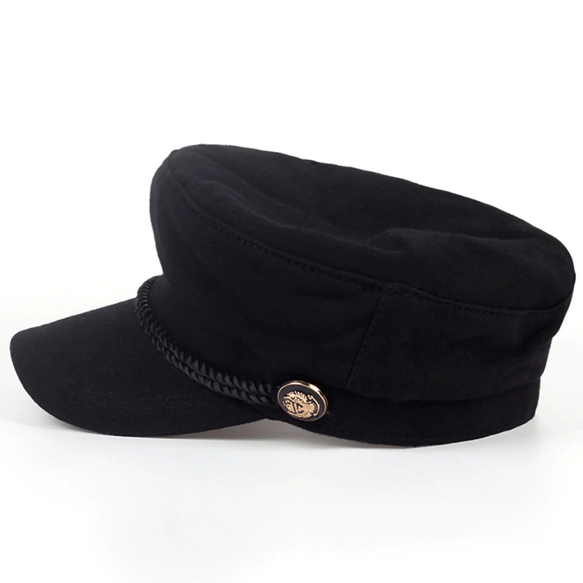 Unisex Coffee Buckle Strap Rope Army Cap Spring Autumn Sailor Hats Black Ladies Beret Caps Men Flat Top Captain Military Caps