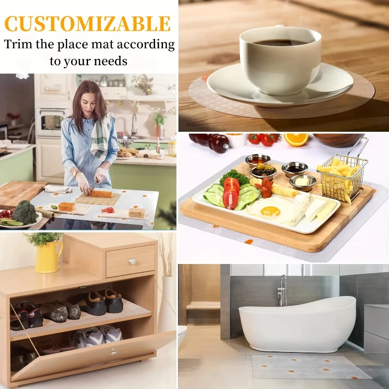 1 Roll Shelf Liner For Kitchen Cabinets EVA Waterproof Fridge Pad Cupboard Mat Easy Placemats Non-Adhesive Drawer Liner