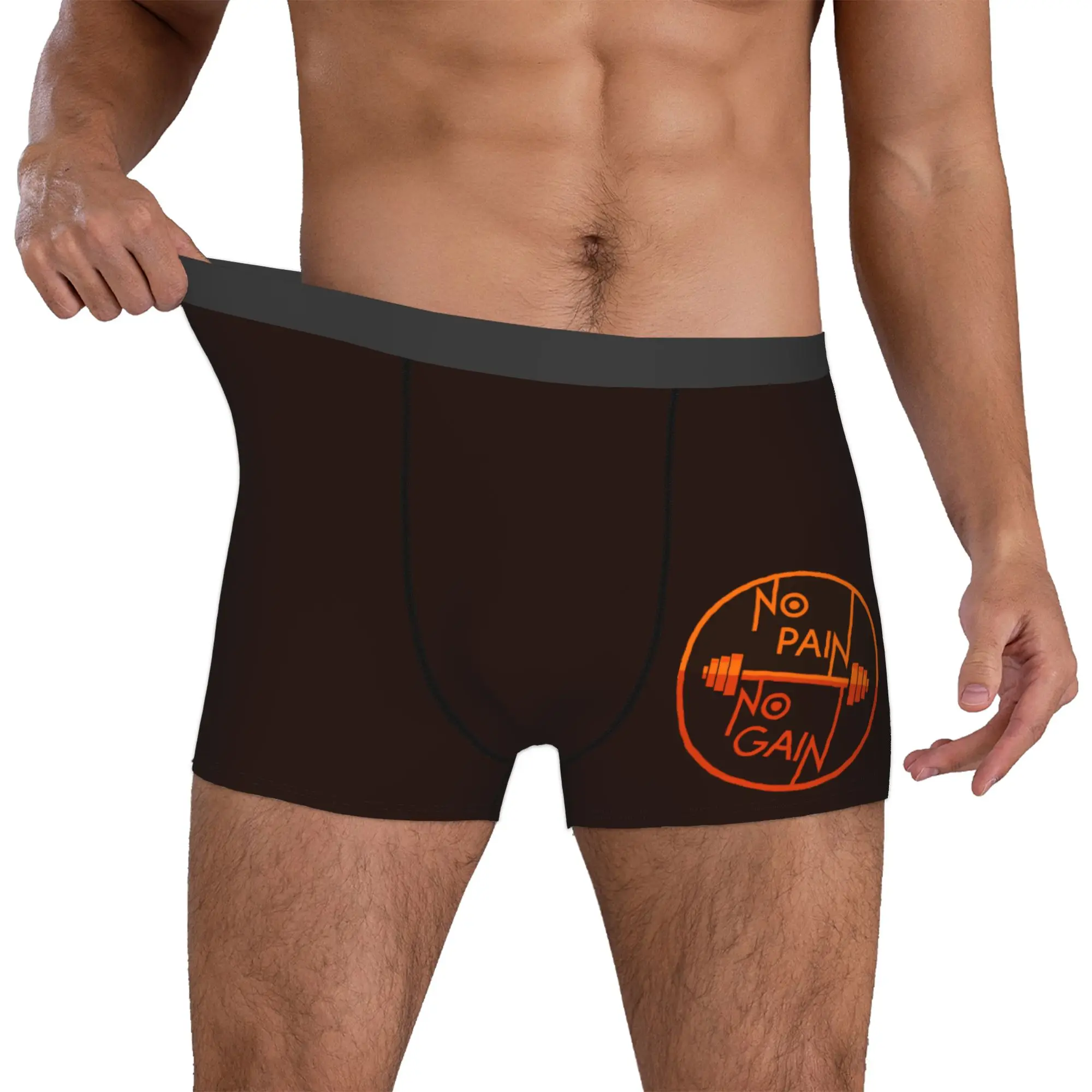 Custom No Pain No Gain Logo Boxers Shorts Mens Gym Bodybuilding  Briefs Underwear Novelty Underpants