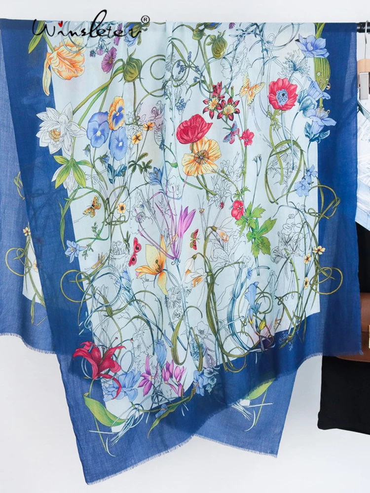 

Winsleter-Women 100%Wool Elegant Long Scarf, 200*100CM Floral Print, Mom Gift French Temperament Scarves, 2025 Winter A5D132CC
