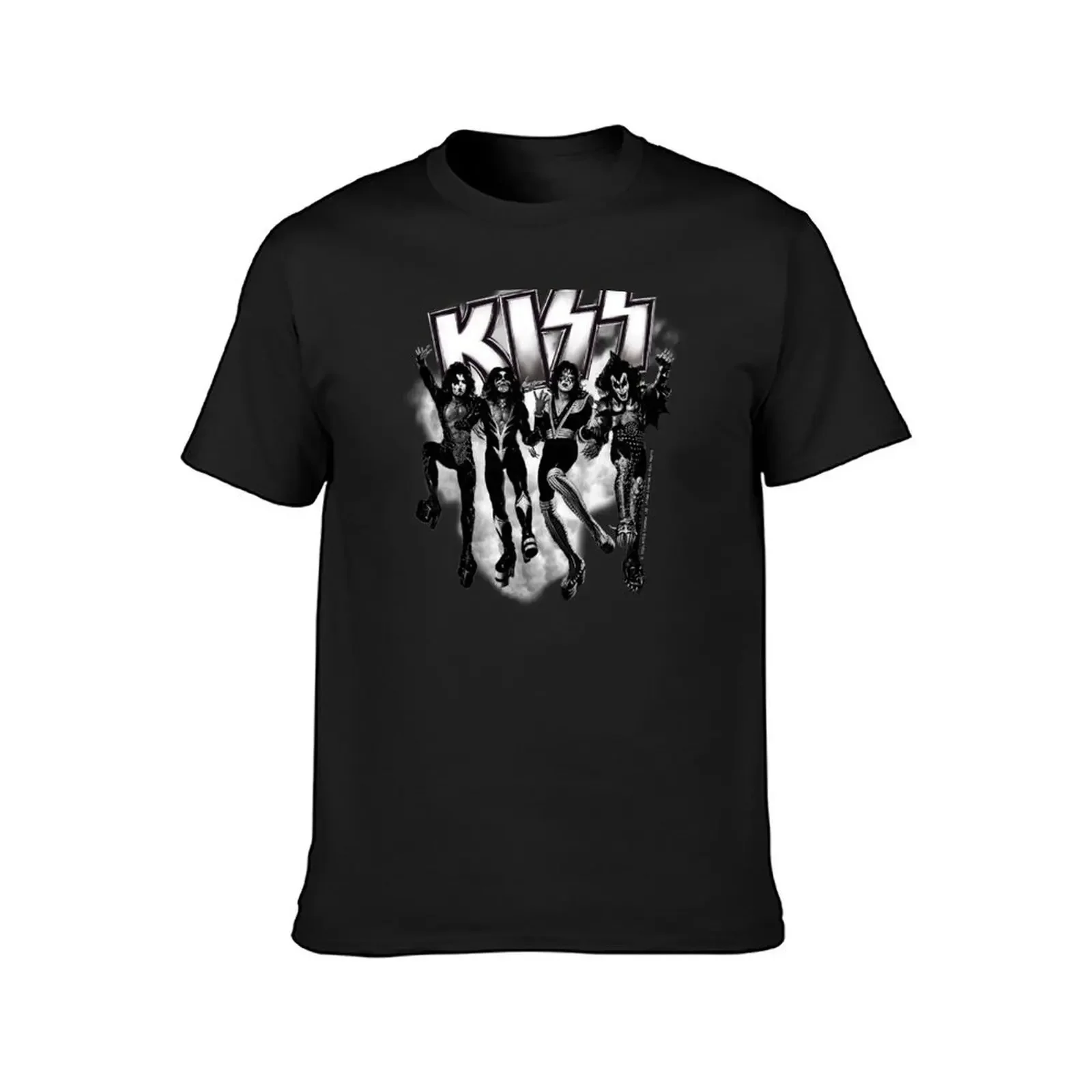 KISS ? the band - Destroyer Black and White Fog Logo Up T-Shirt sublime tshirts personalised cotton graphic tees t shirts men