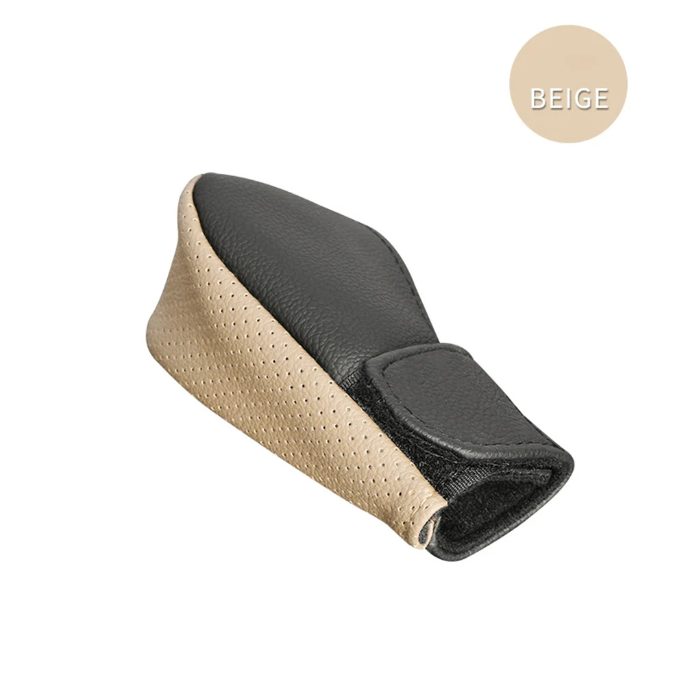Shift Knob Cover Comfortable PU Leather Handbrake Protector with Non Slip Gear Shift Knob Cover Car Fit Shift Knob