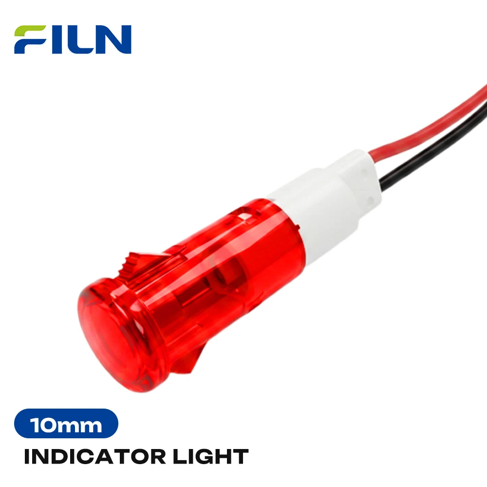 FILN 3PCS 10mm IP67 Waterproof Status Lamp 12-24V LED 2-Pin Mount Indicator Light for Car Marine Cockpit Control Console Panels