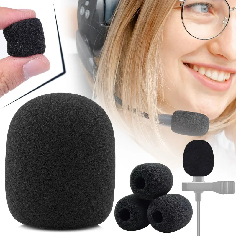 Headset Microphone Pop Filter Covers Replacement Sponge Foam Protective Sleeve for Lapel Lavalier Microphone Mic for Broadcast