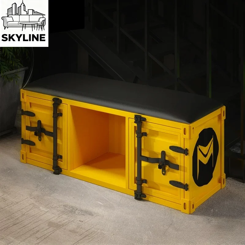 Industrial style vintage sofa stool, milk tea shop shoe stool, container storage stool