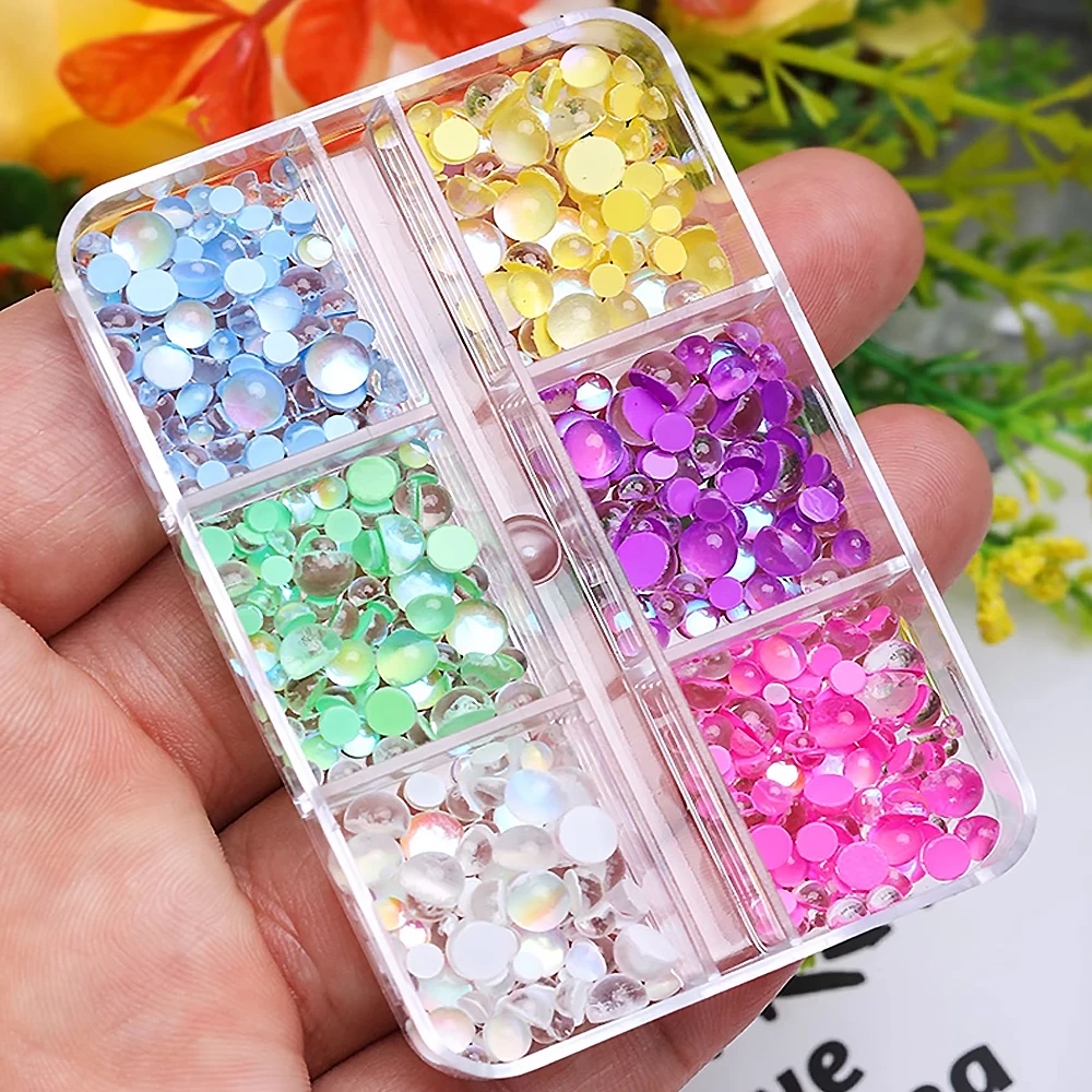 1Box Candy Macaron Glas Kristall Perle Nagel Charms Aurora Meerjungfrau Flatback Blase Perlen Nail art Dekorationen DIY Maniküre zubehör