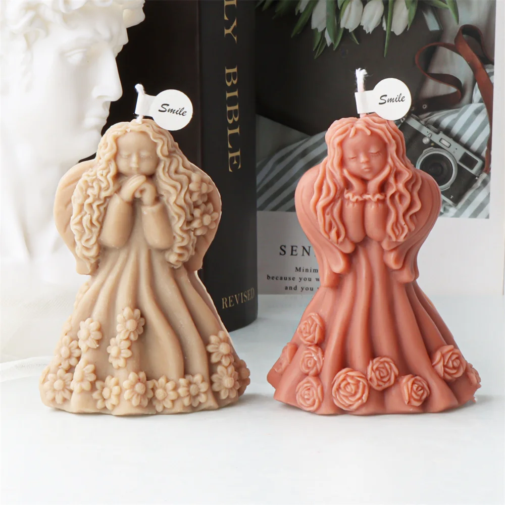 Forest Spirit Candle Mold Silicone Angel Prayer Blessing Statue Mold DIY Making Tree Spirit Girl Resin Soap Gypsum SoyWax Tool