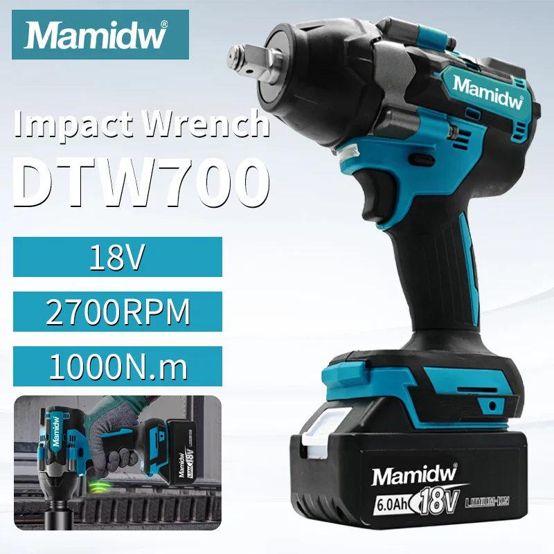 

Mamidw 1000N.M крутящий момент бесщеточный электрический беспроводной ударный гайковерт 1/2 дюйма литий-ионный аккумулятор для Makita 18 В аккумулятор PIN
