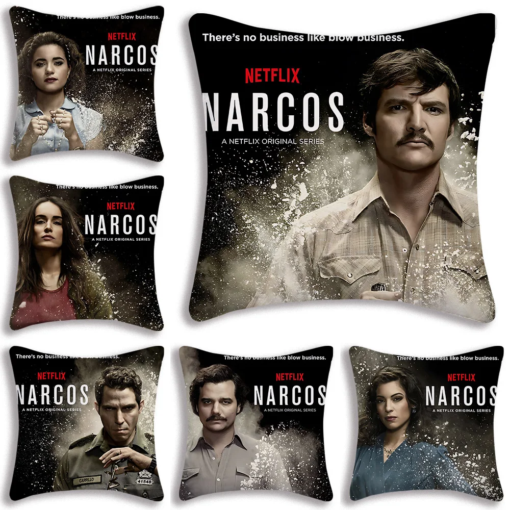 

N-Narcos Pillow Covers Cartoon Sofa Decorative Home Double-sided Printing Short Plush Cute Cushion Cover