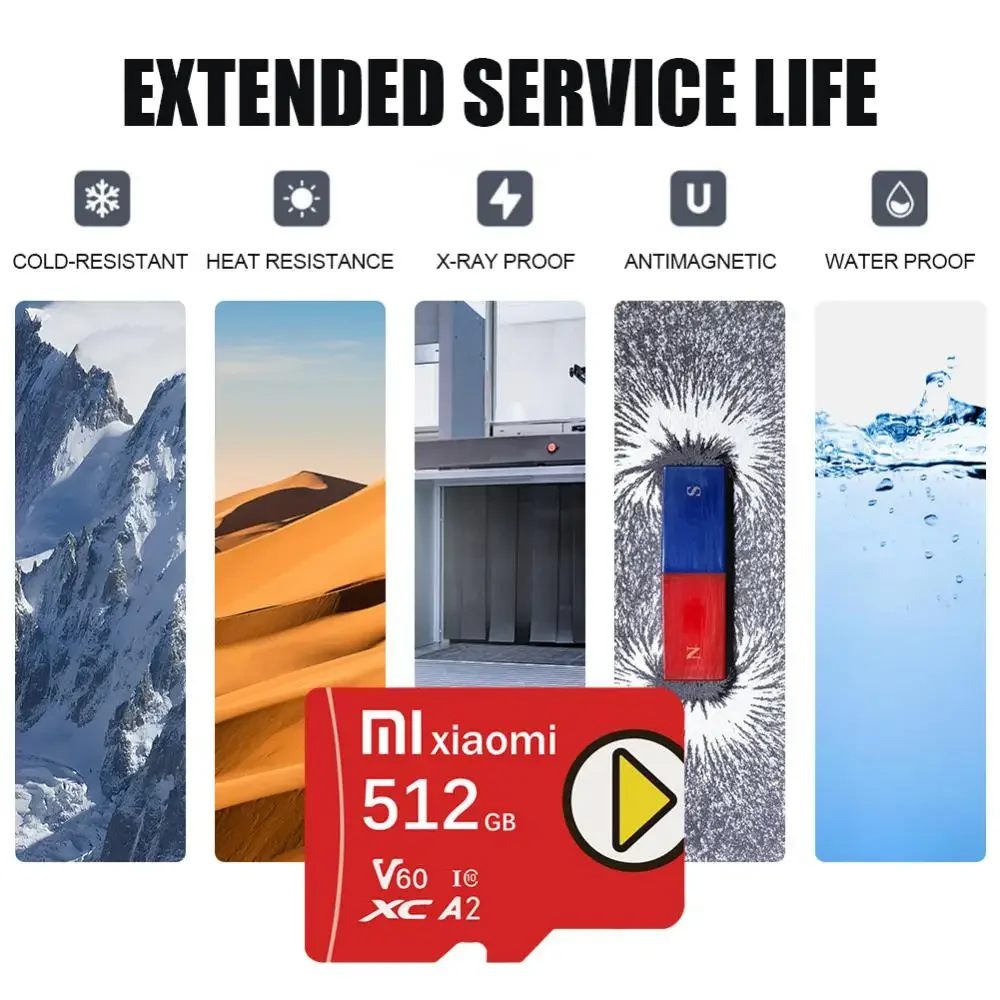 Xiaomi U3 A1 klasa 10 Micro SD karta 128GB 64GB 256GB szybka karta pamięci 512GB karta SD TF z adapterem do przełącznika Nintendo