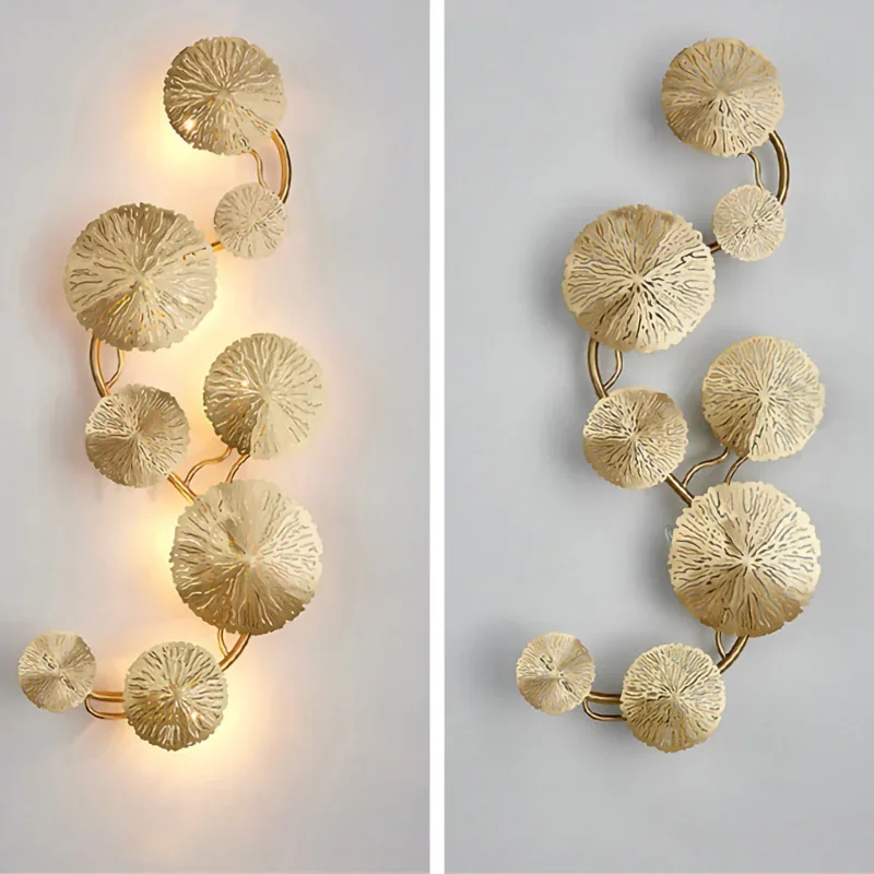 Creatief Lotusblad Led Wandlamp Woonkamer Luxe Gouden Lampen Foyer Slaapkamer Bed Muur Licht Huis Indoor Decor Verlichting