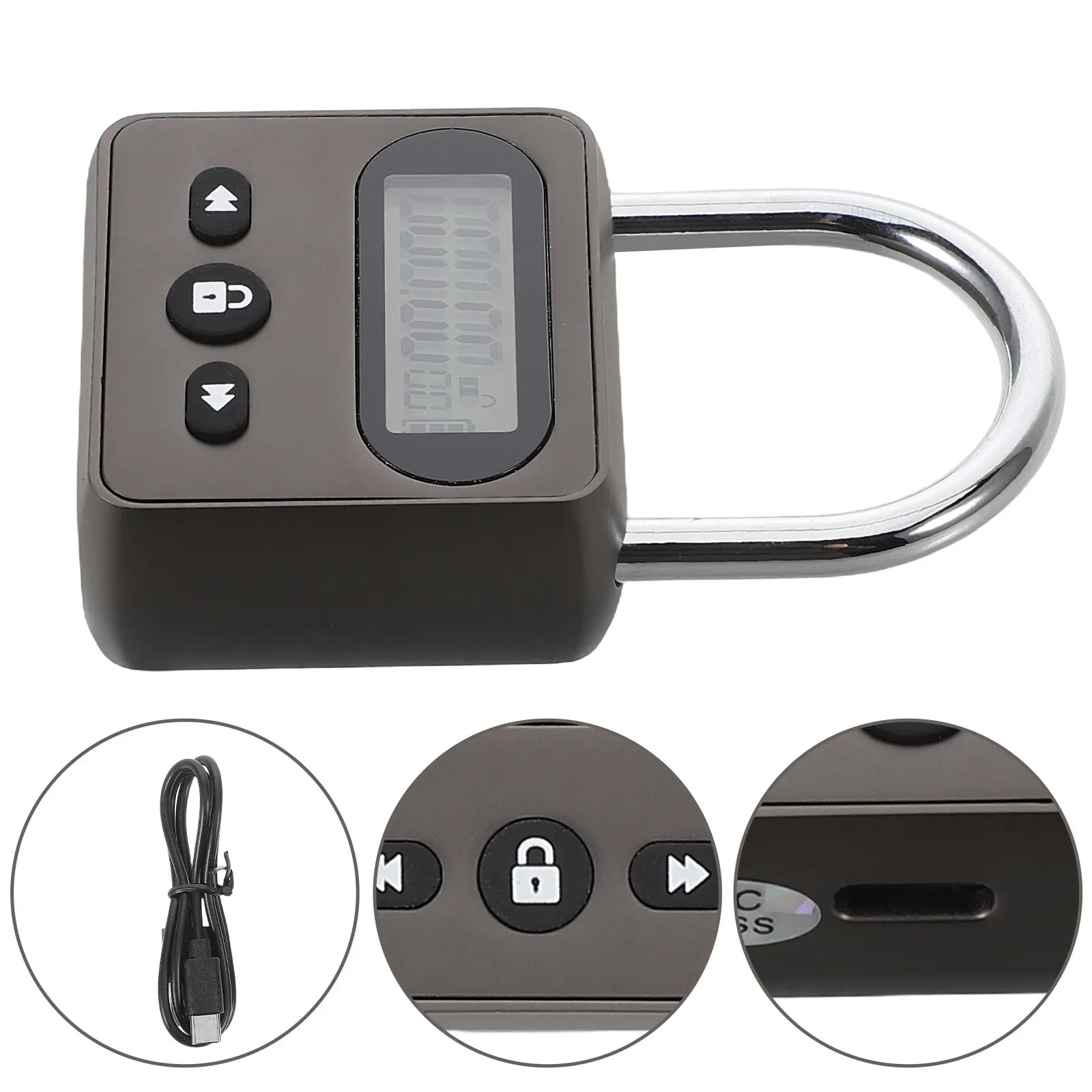 

Металлический электронный замок-таймер с USB-зарядкой, многофункциональный, с ЖК-дисплеем, для защиты от зависимости