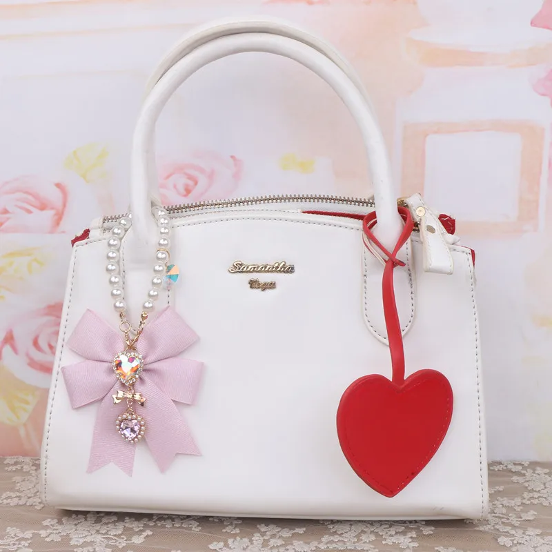 Porte-clés pendentif nœud papillon ruban pour filles, perles de nœud doux Kawaii, porte-clés perlé, sac Girly, breloque pour sac à dos