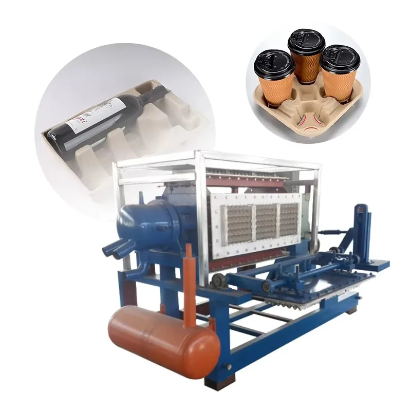 Paper Pulp Carton Turkey Quail Egg Tray Molding Forming Making Coffee Cup Tray Machine Customized