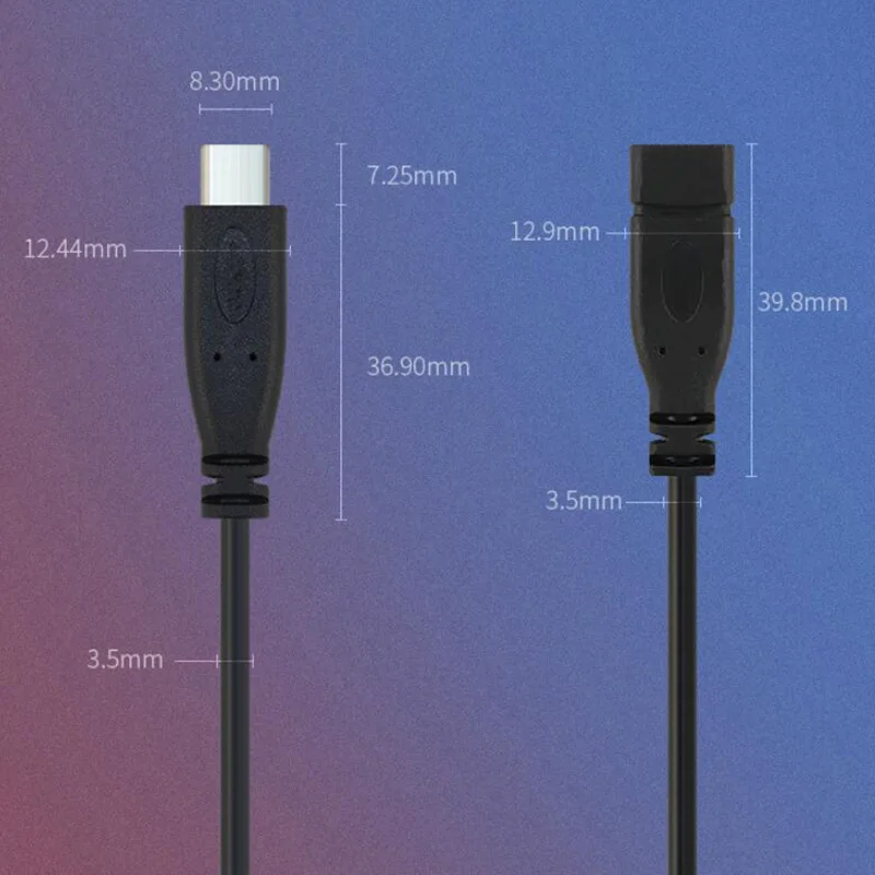 Male to Female 2-pin 4-pin Line Micro USB 2.0 Type-C Charger Wire Connector Power Supply Extension Cable Q1