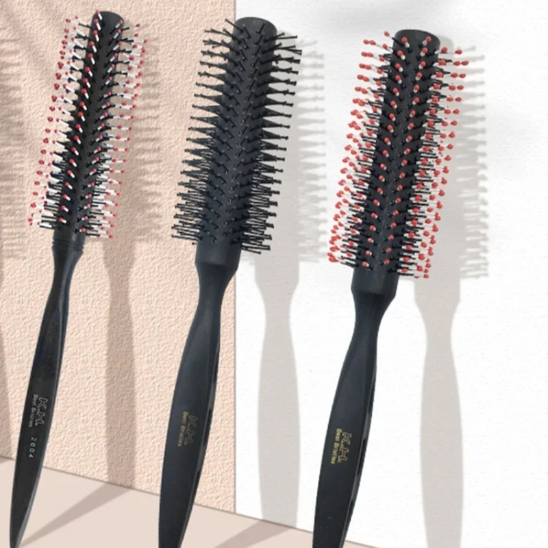Круглая щетка из щетины кабана с деревянной ручкой, съемный хвост, профессиональная парикмахерская, парикмахерская, щетка для волос, круглая расческа для волос
