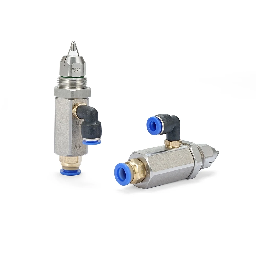 SS304 Dry Fog Ultrasonic Air Atomizing Nozzle 30/60/80 Degree Super Fine Mist Nozzle for Industrial Dust Removal & Humidifying