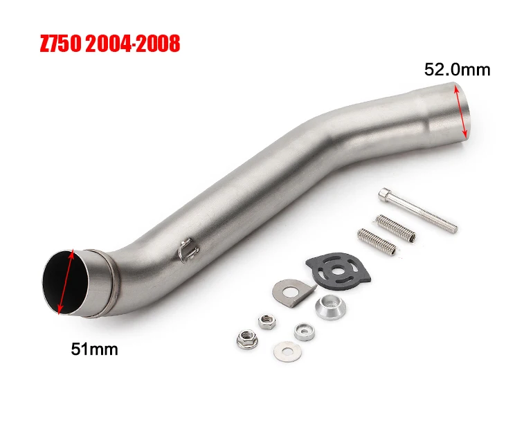 For KAWASAKI Z750 Z 750 2004 - 2008 Z800 Z 800 2013 - 2016 Years fits 51mm Motorcycle Exhaust Muffler Link Middle Tube Connect