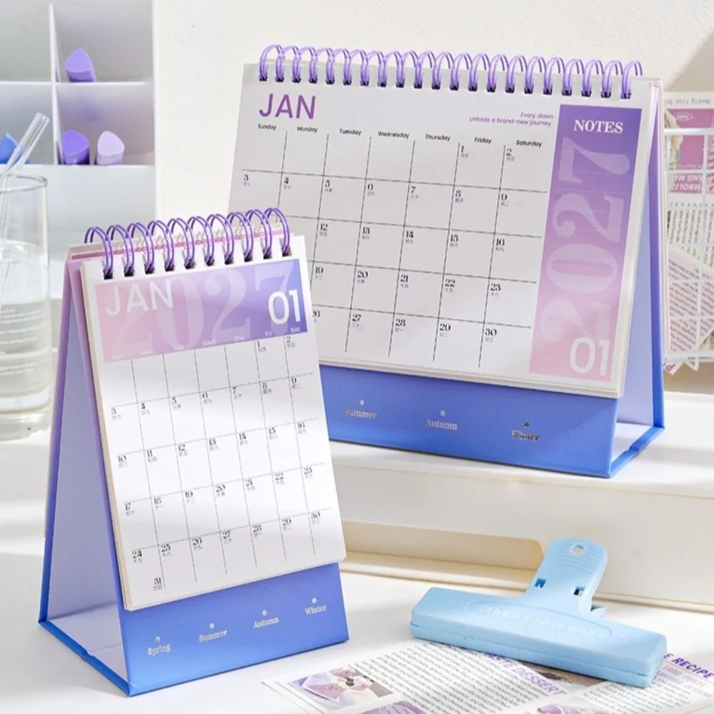 1Pc Gradient Color 2027 Desk Calendar Standing Flip Design Monthly Planner Calendar Standing Desktop Calendar Home Office