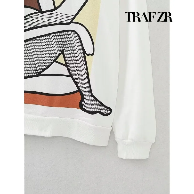 TRAF ZR Autumn Round Neck Y2k New Sweatshirts for Women\'s Winter Pullover Casual Long Sleeve Harajuku Oversize Top for Women