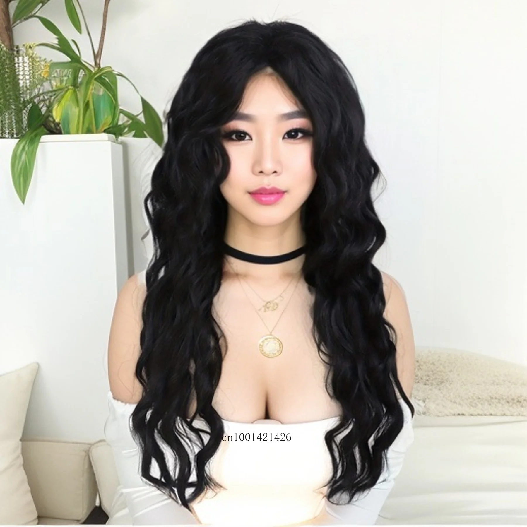 Women's Wig Long Black Hair Synthetic Fiber Heat Resistant Carnival Party Wigs Thick Long Curly Wavy Hairstyle Drag Queen Wigs