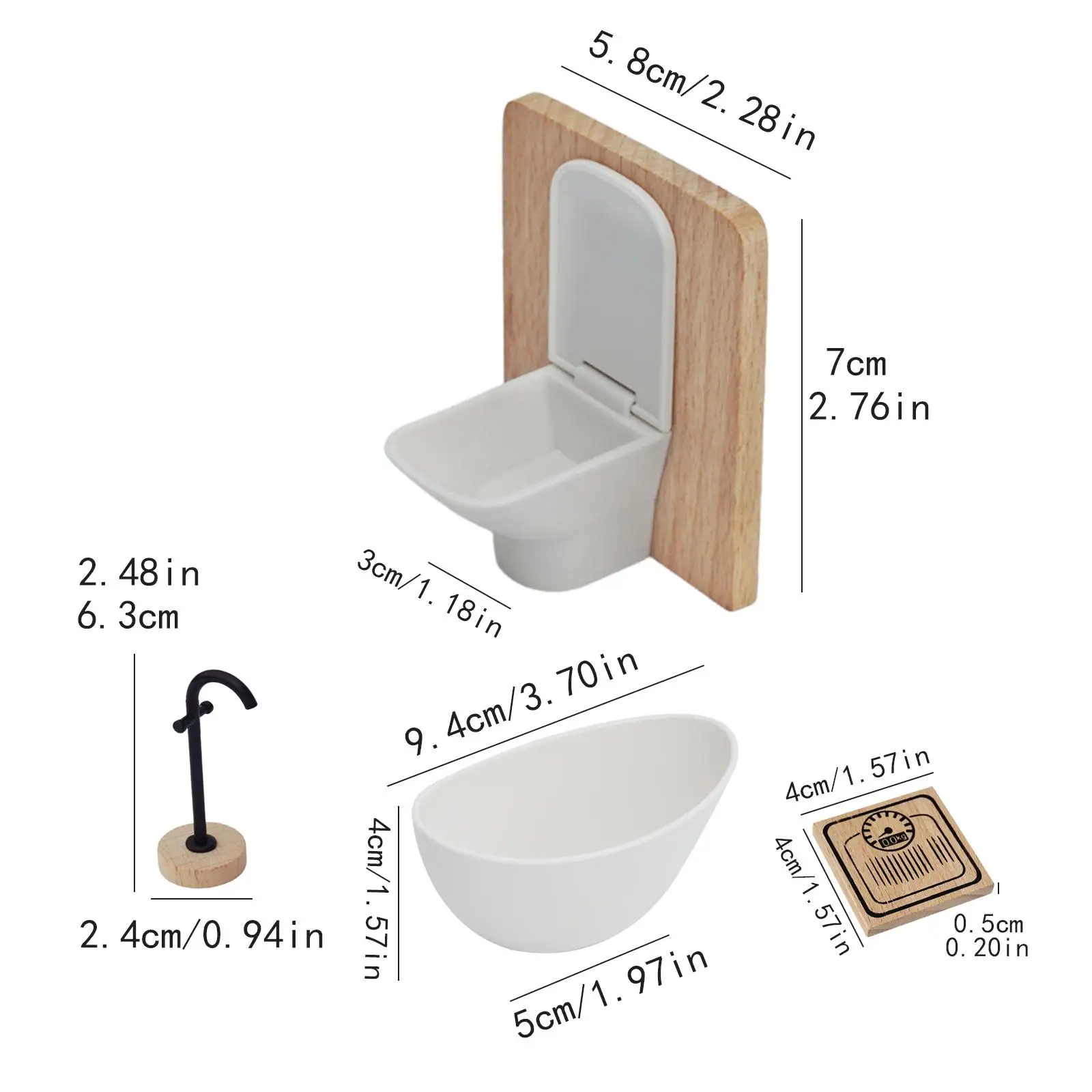 Juego de baño para casa de muñecas, 4 piezas, 1:12, muebles en miniatura, adornos