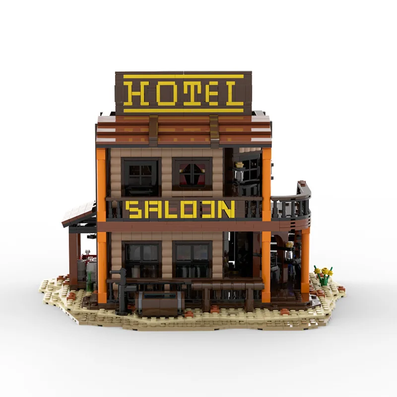 

retro Vintage Building Block Toys American Retro Western Cowboy Tavern American Town Bar Building Bricks Street Scene