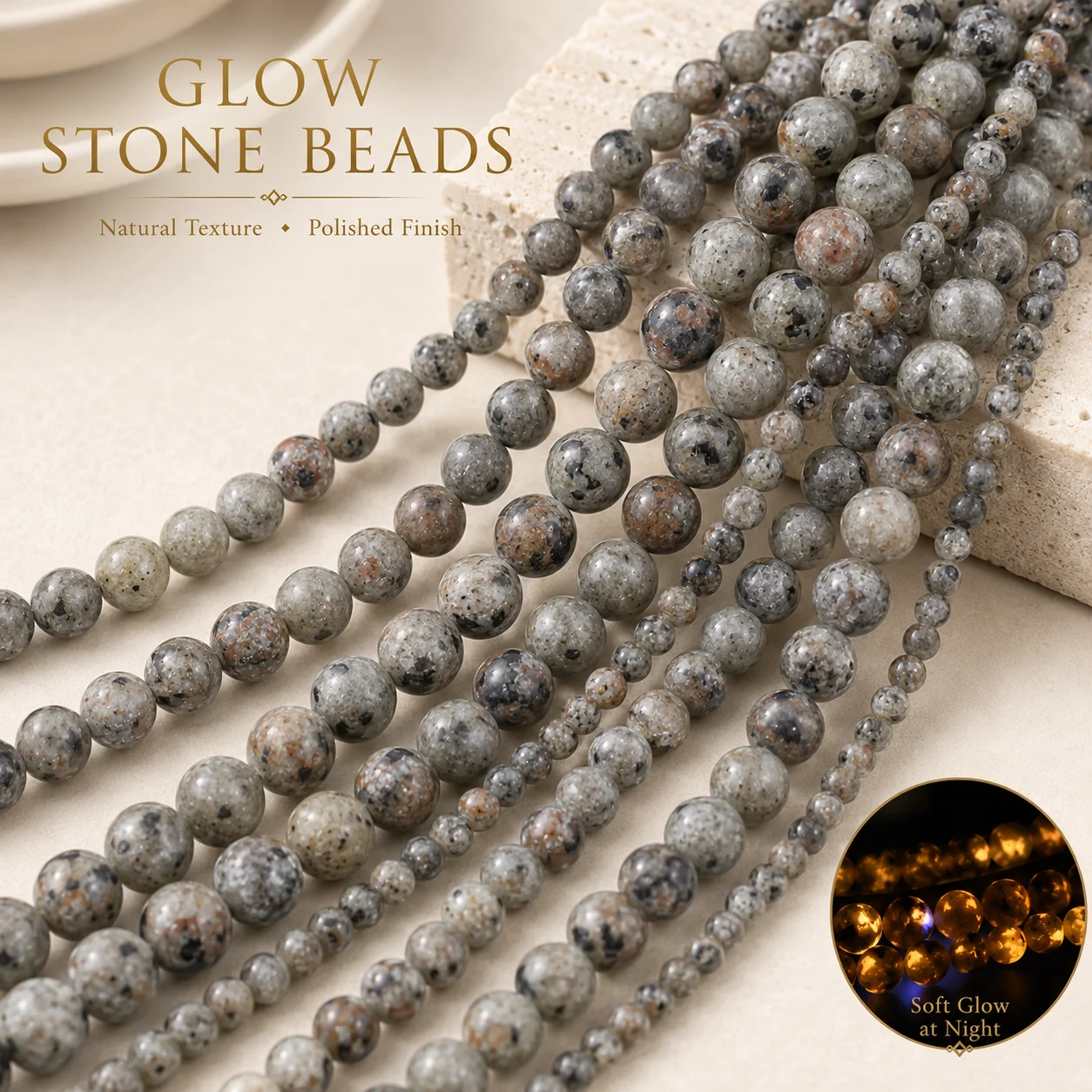 4-10mm 18pcs Stones Half Strand Gray Flame Stone Spacer Loose Beads For Jewelry Making DIY Bracelets Necklace Accessories