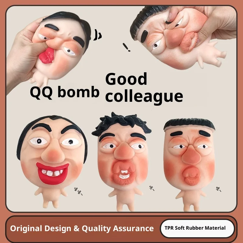 Em estoque meu colega alívio do estresse brinquedos espremer brinquedo feio bonito engraçado grande rosto tpr material de borracha macia recuperação lenta espremendo