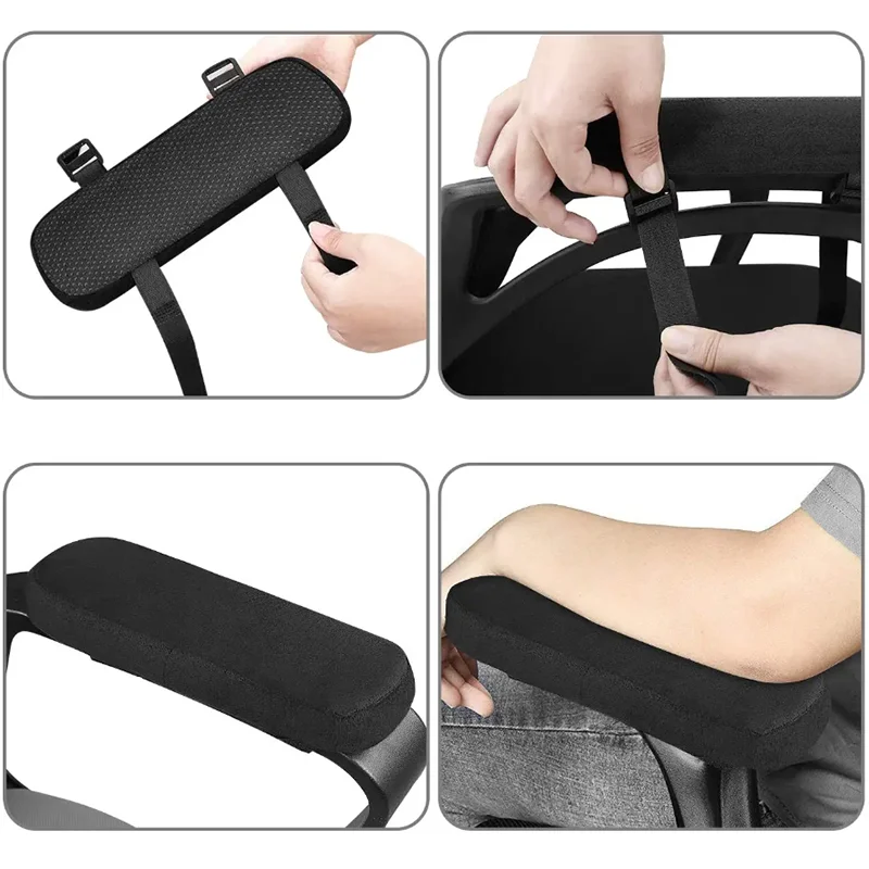 Memory Foam Armrest Pads for Office Chair Elbow Support Cushion for Arm Pressure Relief, Universal Fit Covers for Desk Chairs view 4