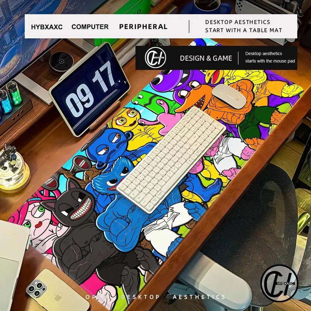 Cartoon R-Rainbow Friend Mouse Pad Large Desk Mat Keyboard Ergonomic Office Rubber Game PC Non-Slip Anti-Fray Home  HYBXAXC