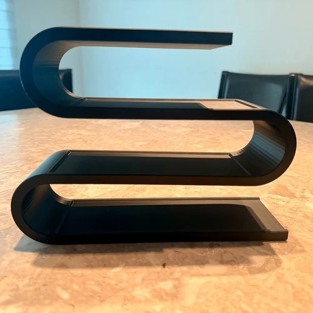 3D Printed Remote Control Holder Curved Design Multi-slot S Shape Desk Storage Rack Sleek Multi-layer Utility Rack Office