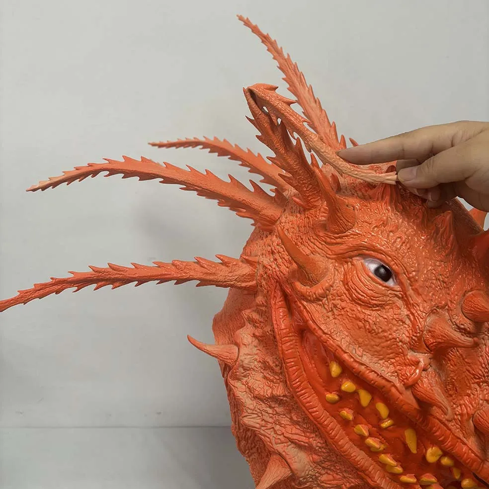 Gruselige Monsterkopf-Latexmaske, Stachelige Alien-Bestienmaske mit Tentakelhörnern, Halloween-Cosplay-Karnevalsparty-Horror-Kostüm-Requisiten – Detail 4
