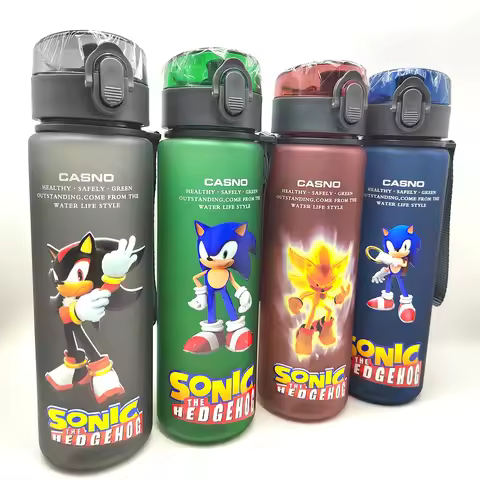 560ML Sonic The Hedgehog Sports Water Bottle Frosted Plastic Cup Outdoor Travel Portable Gym Fitness Jugs Shaker Drink Bottle