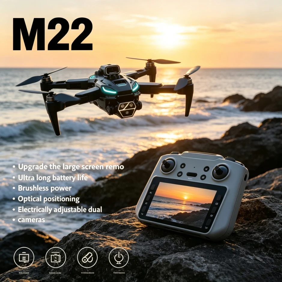 Original M22 Drone 8KHD Photography 5GWiFi FPV Brushless Motor Optical Flow ESC Long Endurance With Screen Controller Quadcopter