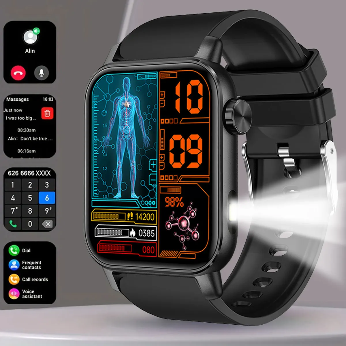 

COANR's new smart watch, 1.85 inch HD screen, Bluetooth call, heart rate health detection, can connect to a variety of mobile