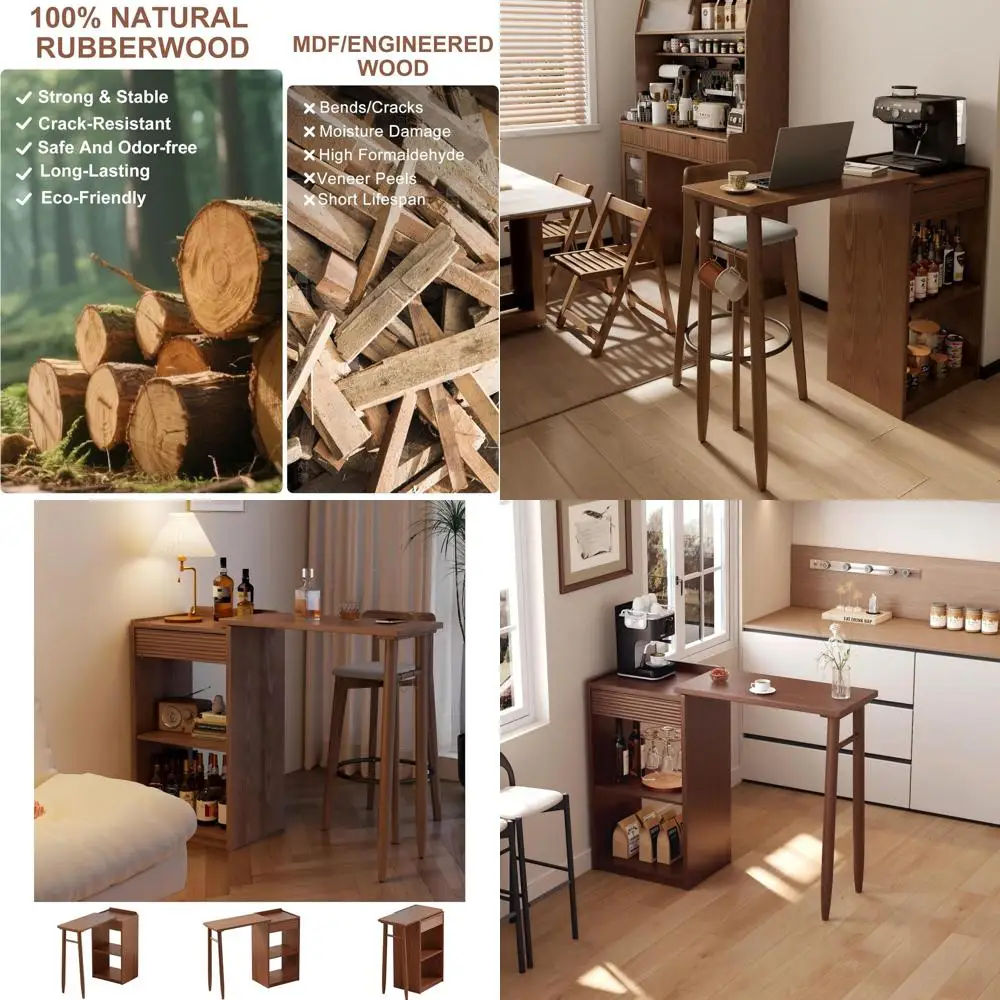 

Стол из дерева с вращающейся столешницей для барной стойки и небольших помещений в гостиной