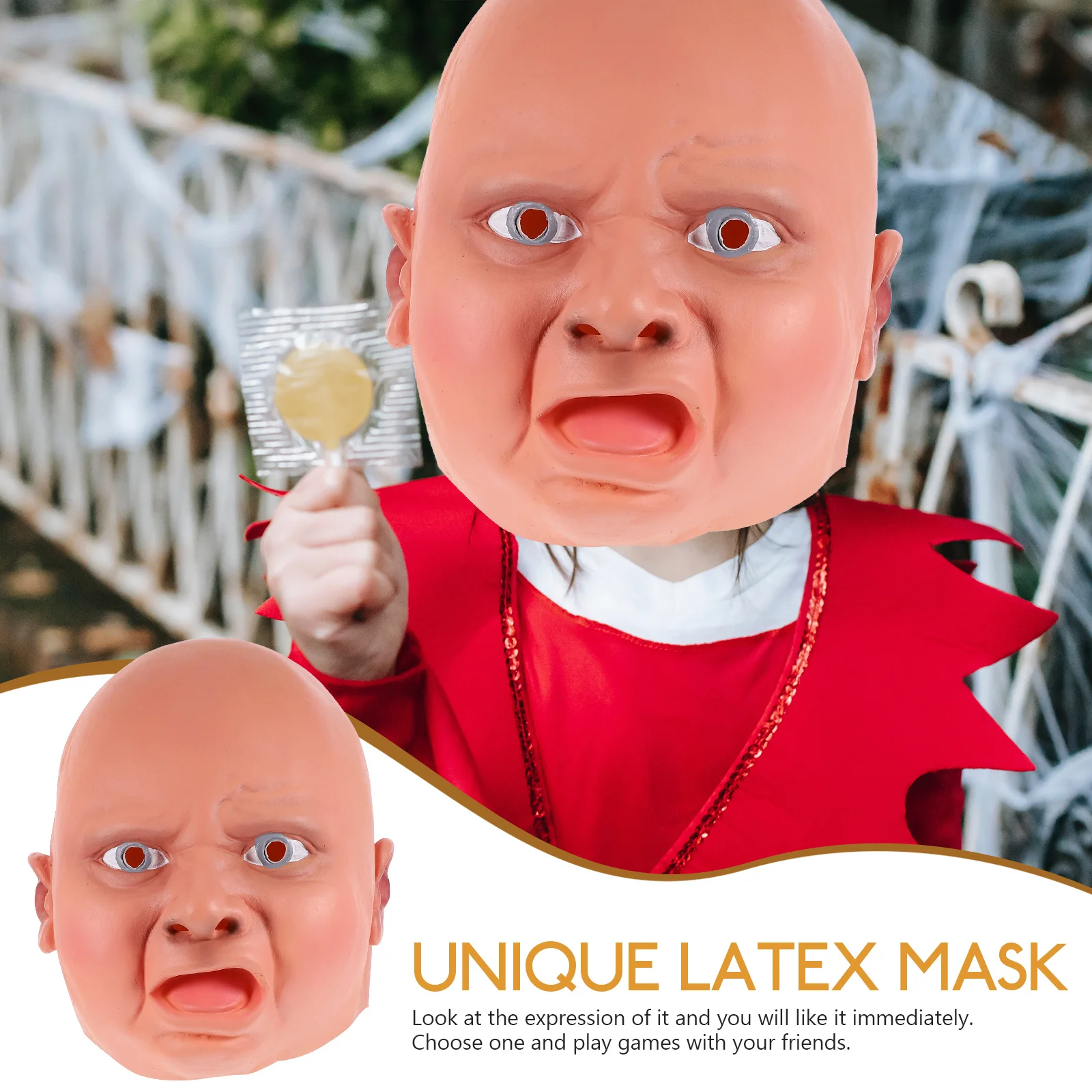 

Mask Halloween Scary Cosplay Vintage Masks Funny Realistic Baby Kids