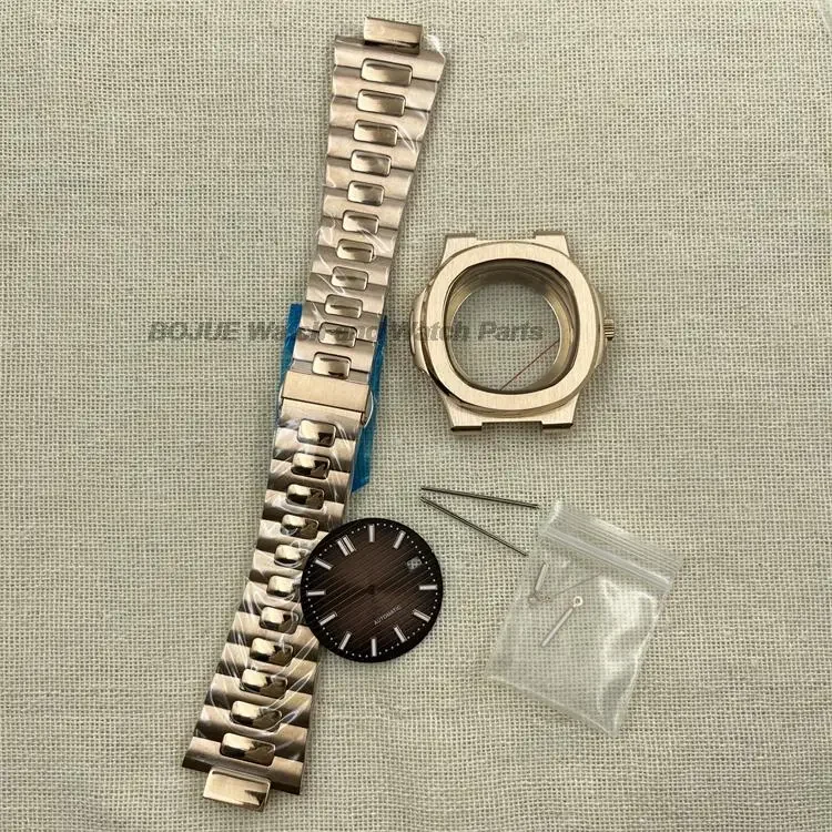 Корпус NH35, 41 мм, мужские аксессуары для часов из розового золота, светящийся циферблат, стрелки, ремешок из нержавеющей стали для Nautilus NH35, аксессуар для механизма