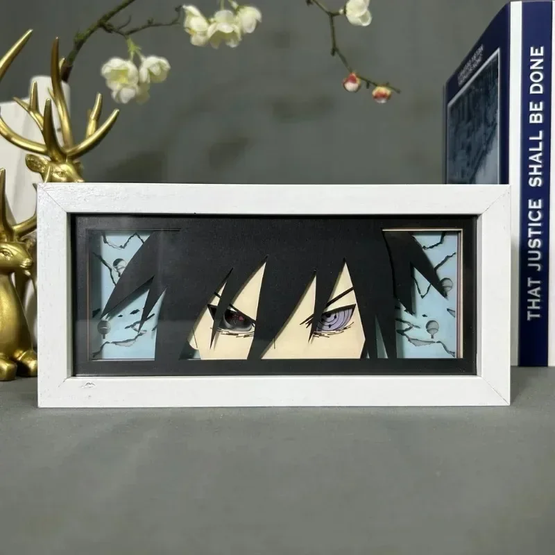 애니메이션 나루토 종이 조각 램프 사스케 Itachi 나루토 종이 컷 그림자 상자 침실 장식 Led 라이트 장난감 선물