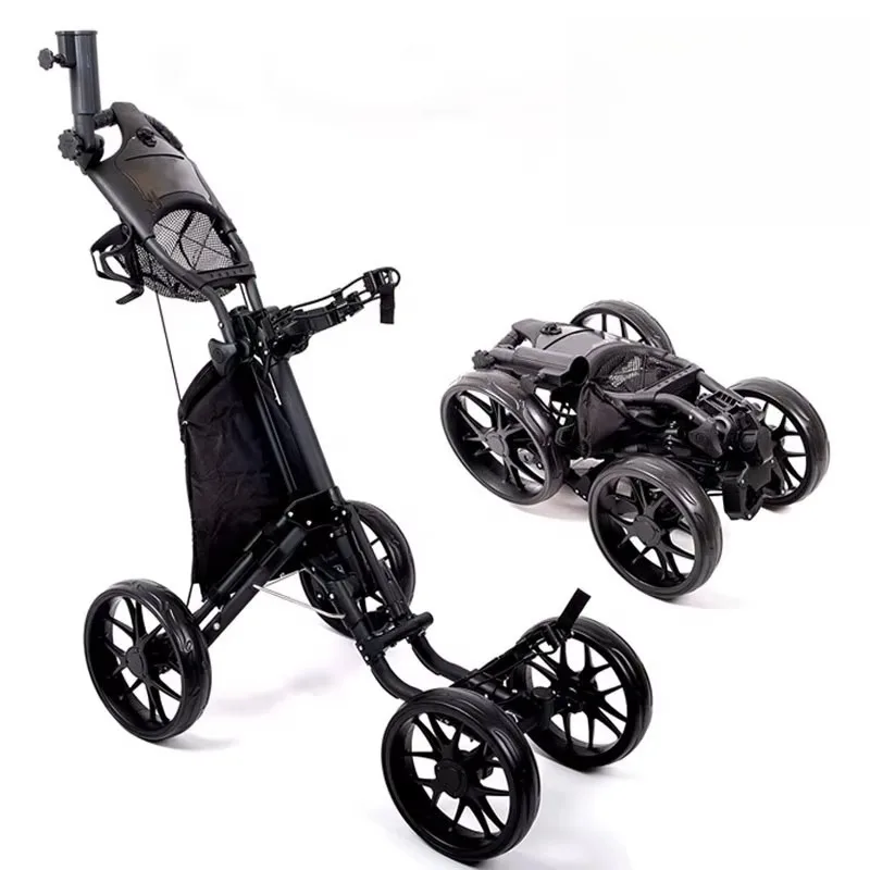 Folding Hand Push Golf Trolley Sturdy Lightweight Body Quick Assembly For Golf Bag Transport And Space Saving Household Storage
