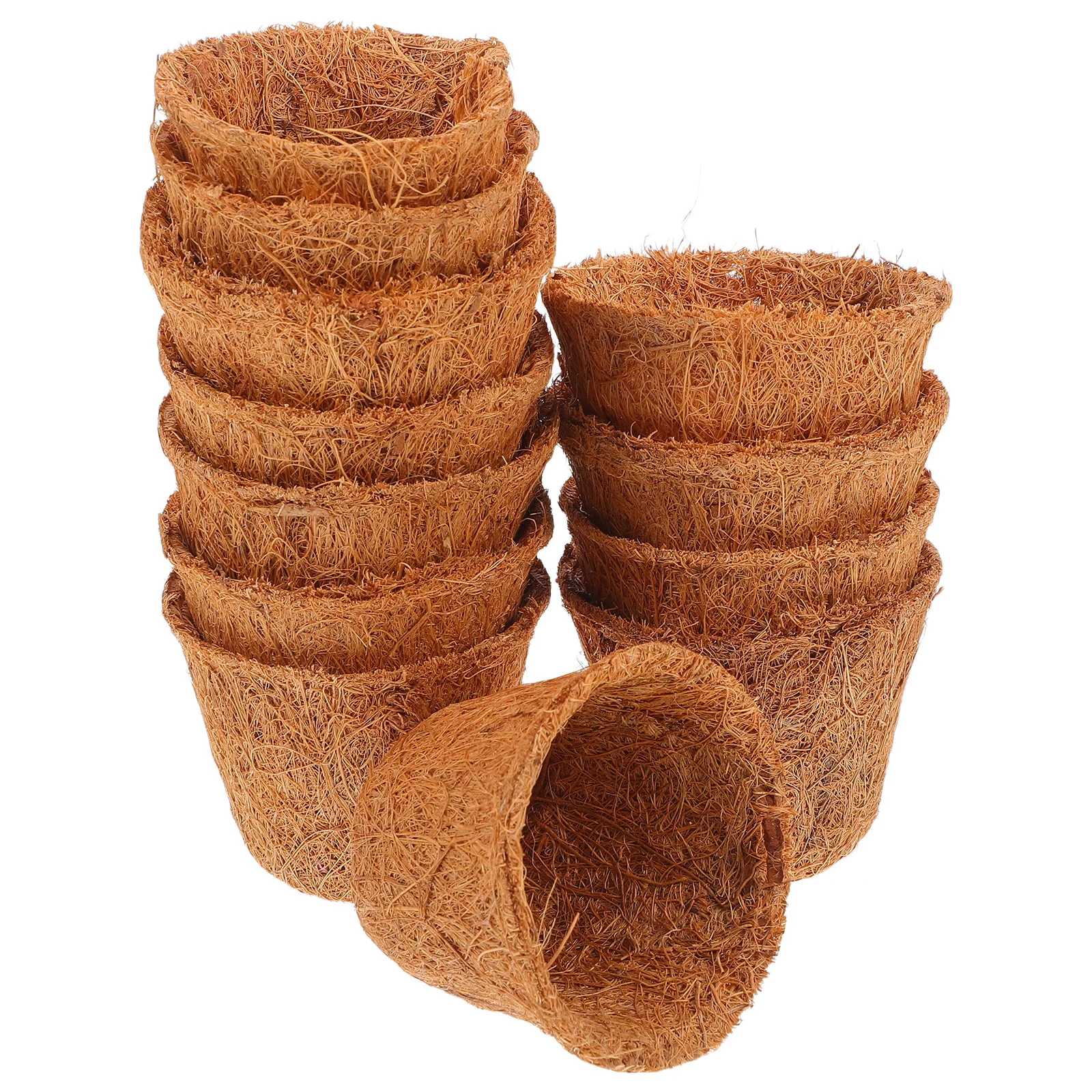 

12Pcs Coconut Fiber Liner Natural Coir Planter Pot Breathable Soil Retention for Succulents Cacti Small Plants Garden Flower