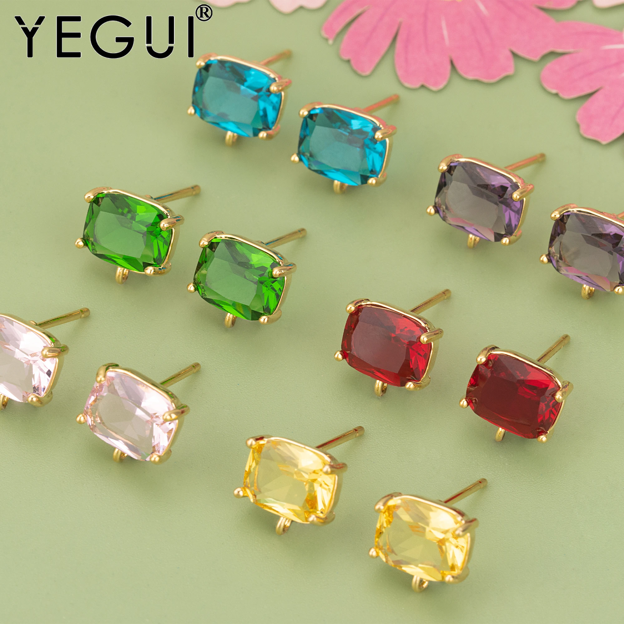 YEGUI MF01,jewelry accessories,18k gold rhodium plated,copper,nickel free,glass,hand made,diy earrings,jewelry making,6pcs/lot