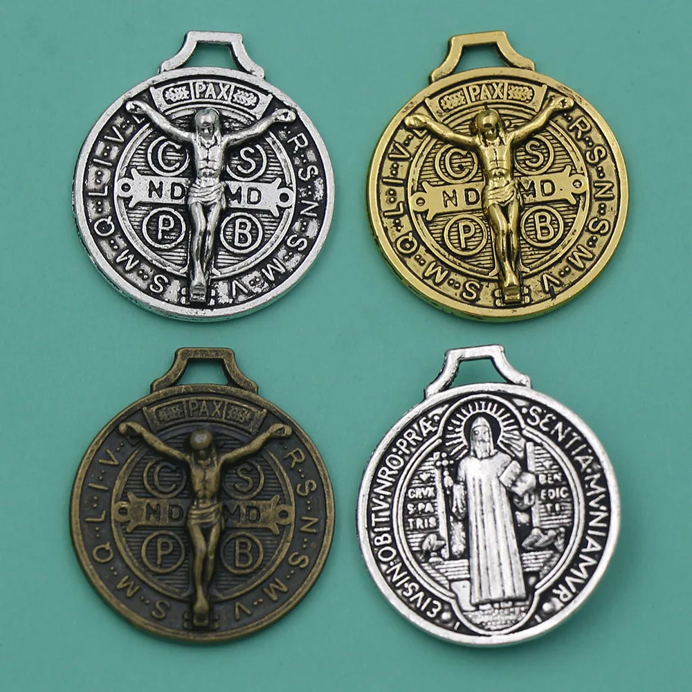 9Pcs Saint Jesus Benedict Nursia Patron Medal Crucifix Cross Charms Pendants L1658  24x21mm Zinc Alloy