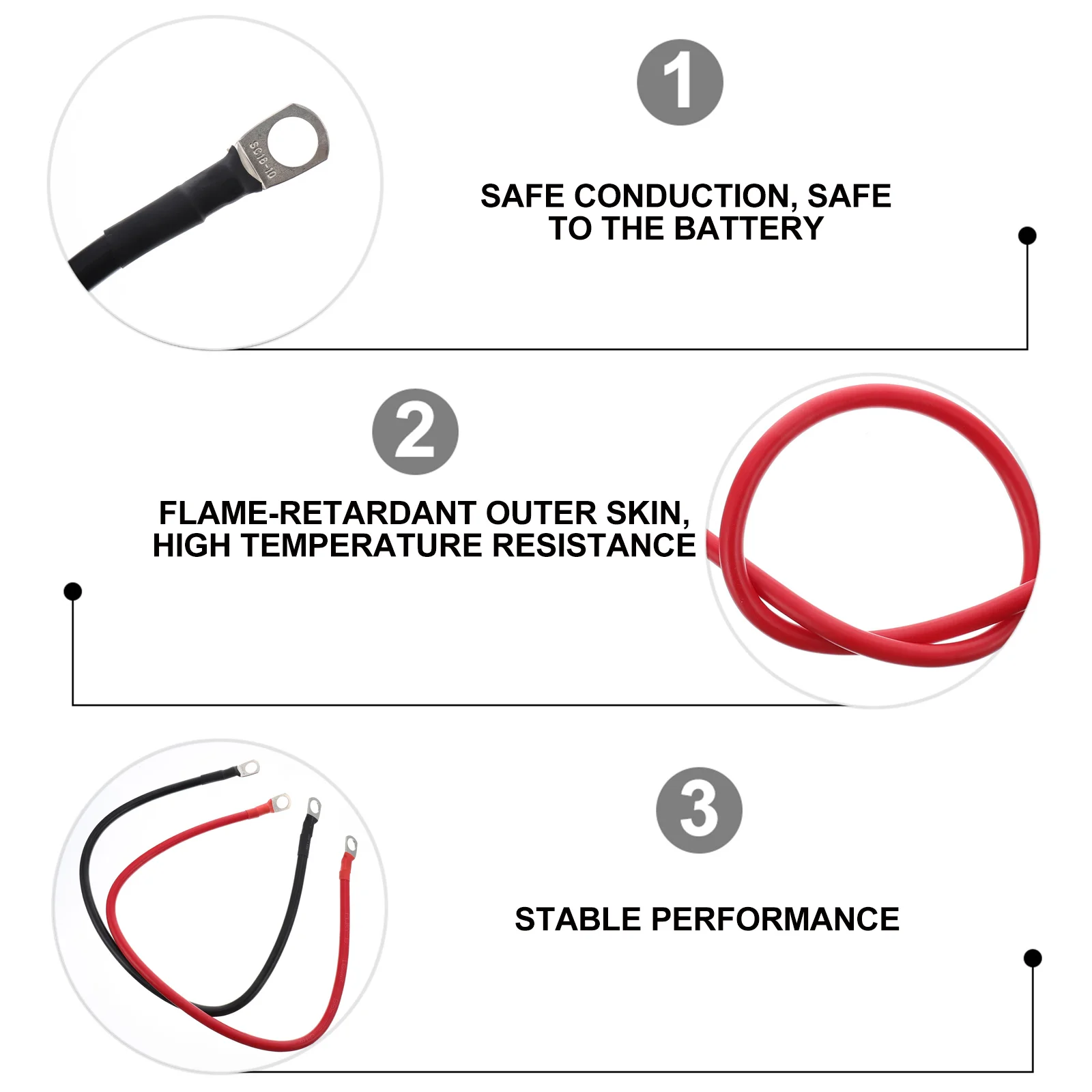 

2Pcs Jumper Cables Oxygen-Free High-Conductive Copper Red Insulated for Inverter Car Rv Power Applications