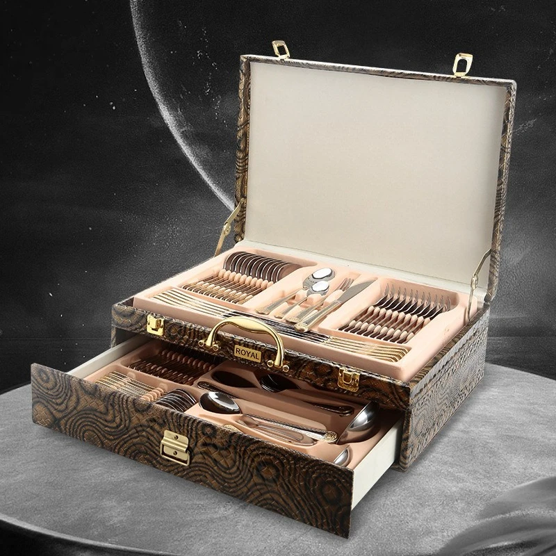 Stainless steel western food fork and spoon set complete set of tableware gift box