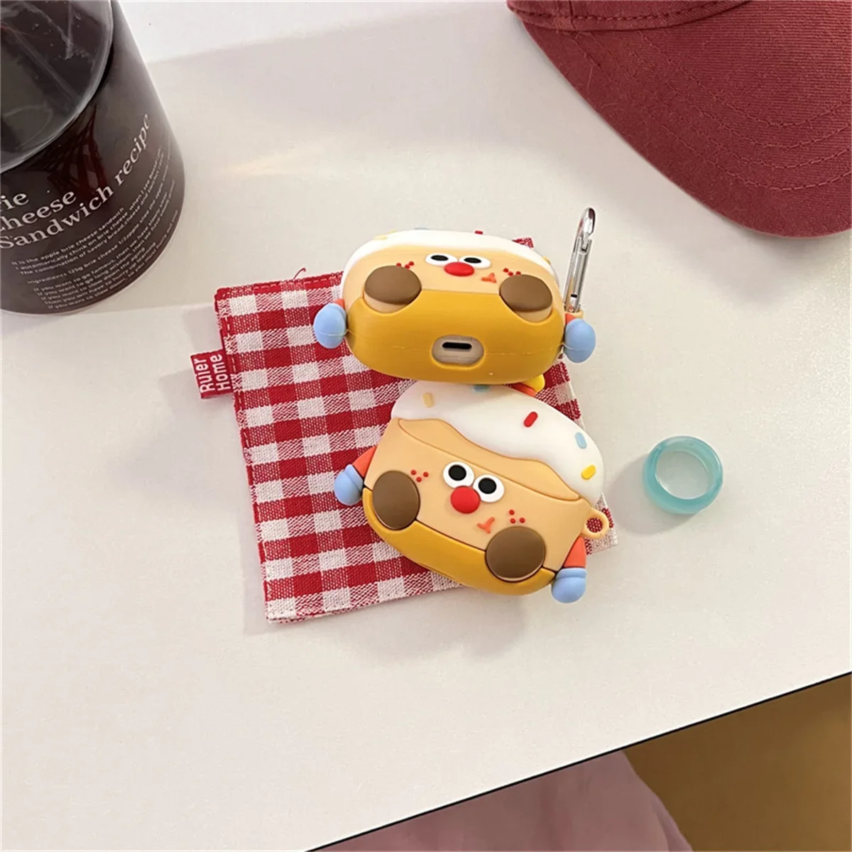 حافظة سماعة الرأس لهاتف سامسونج جالاكسي Buds 3/Buds 3 Pro، حافظة سماعات أذن من السيليكون الناعم بتصميم كرتوني لطيف مع سلسلة مفاتيح